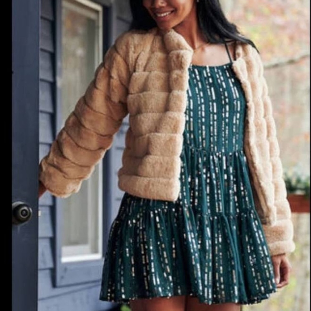 Altar'd State Sequin Green Felix Mini Dress XS
